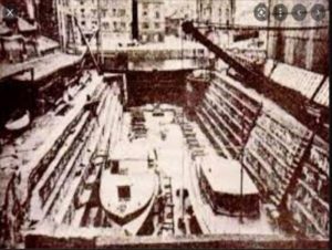 Archive photo of boats in the old dry dock at Leith